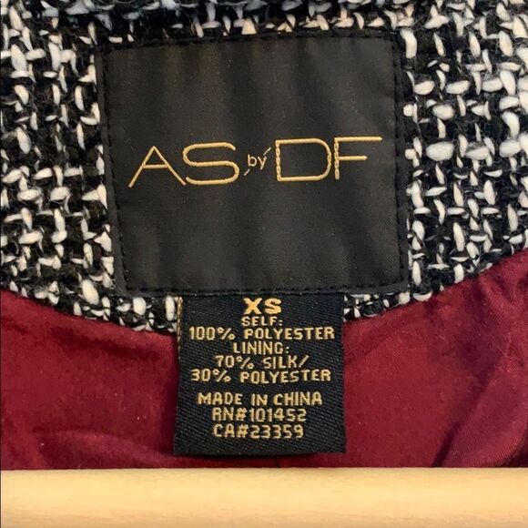 AS By DF Black And White Crop Tweed Jacket Size XS - Picture 2 of 5